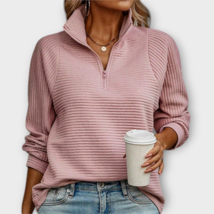 Sweater with Polo Zip