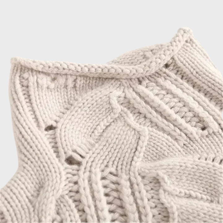 Ksenia – Cashmere Turtleneck with Cable Knit Pattern