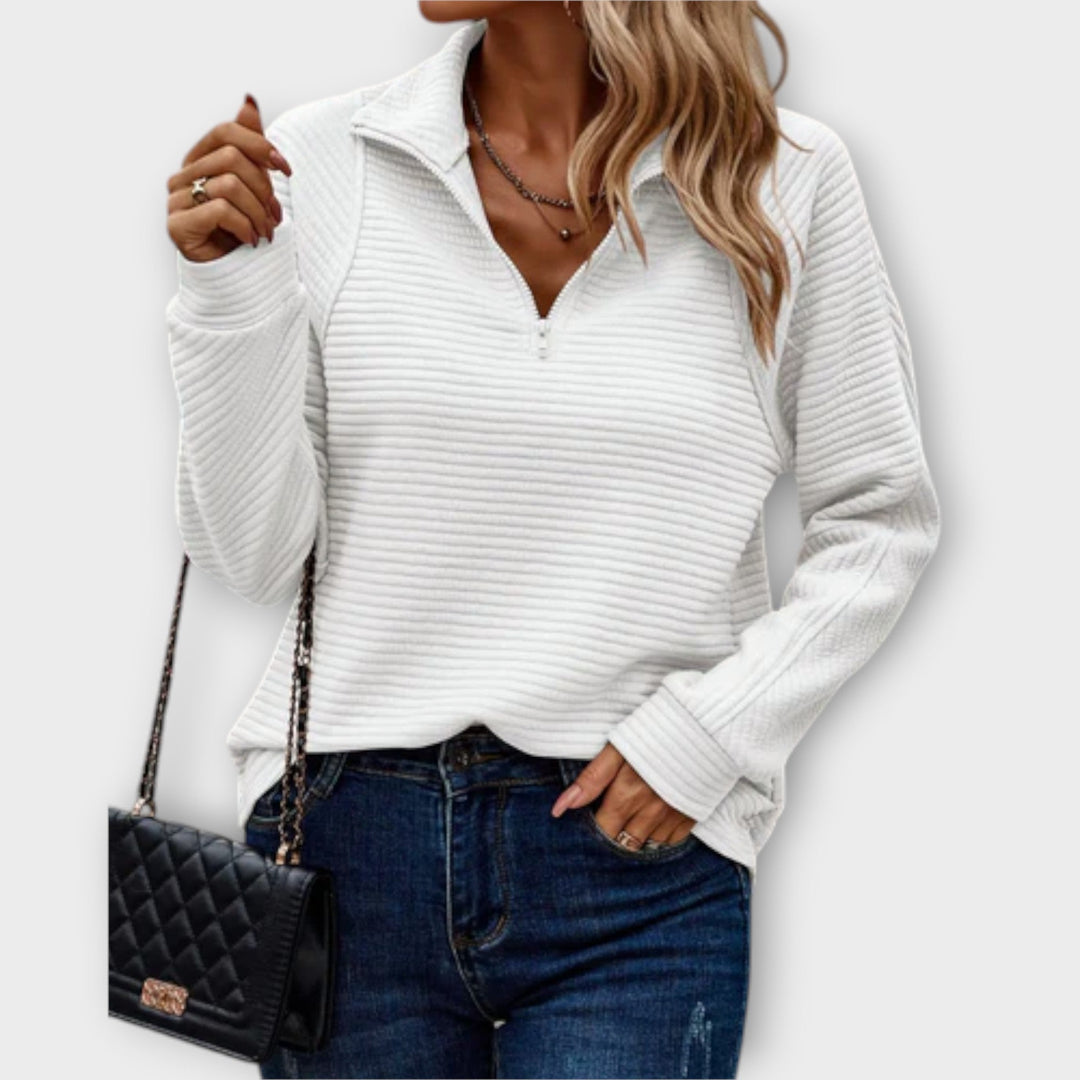 Sweater with Polo Zip