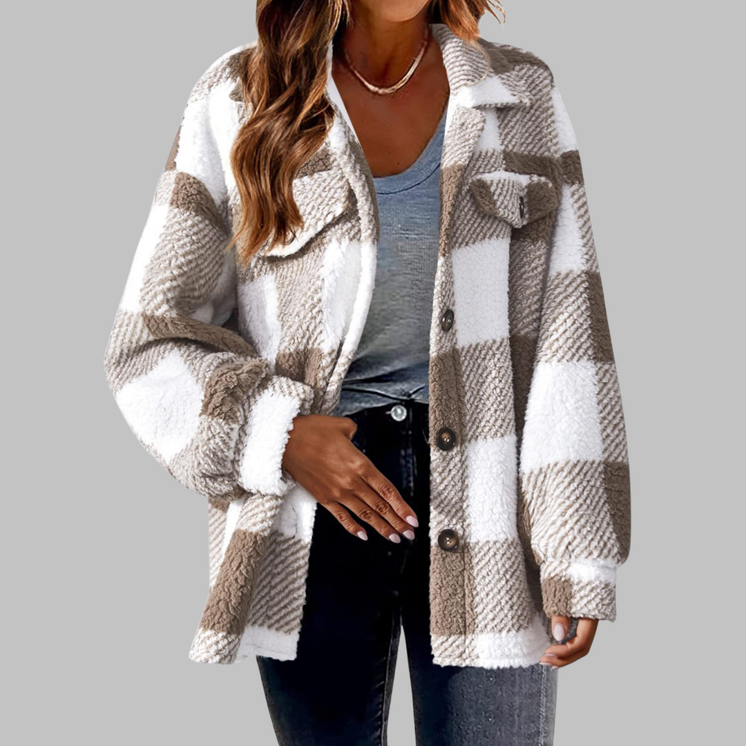Ermi | Casual Plaid Button Down Long Sleeve Jacket