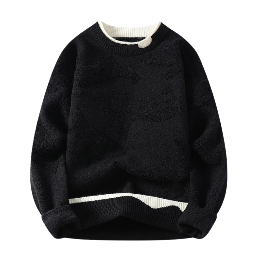 Sweater with Textured Abstract Pattern