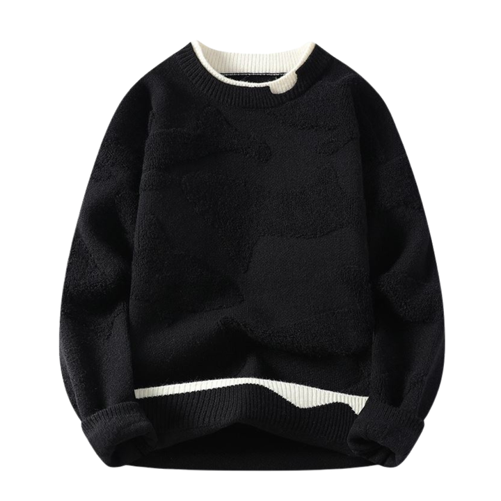 Sweater with Textured Abstract Pattern