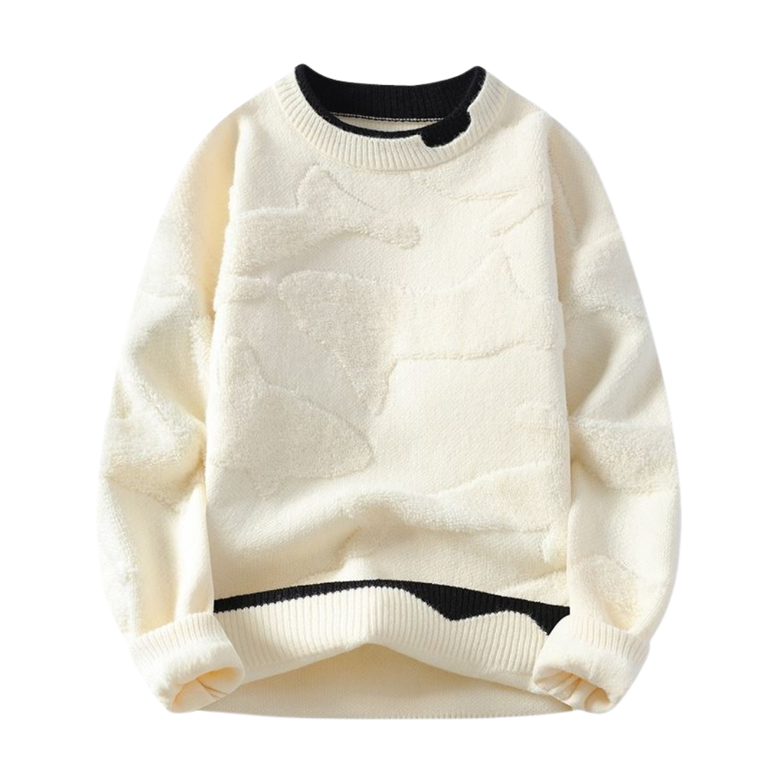 Sweater with Textured Abstract Pattern