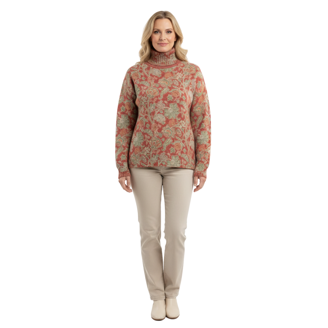 Grace | Winter Floral Knit Turtleneck