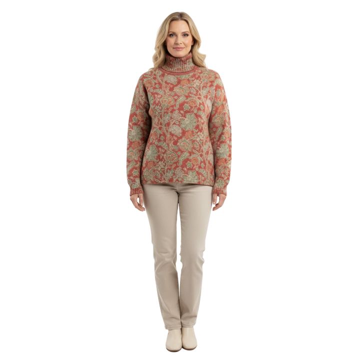 Grace | Winter Floral Knit Turtleneck