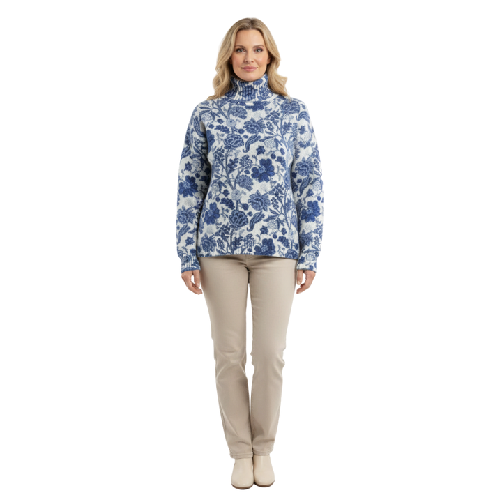 Grace | Winter Floral Knit Turtleneck