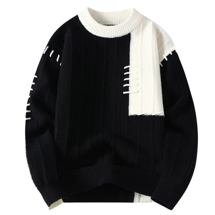Sweater with Sewing Accents in Two Colors