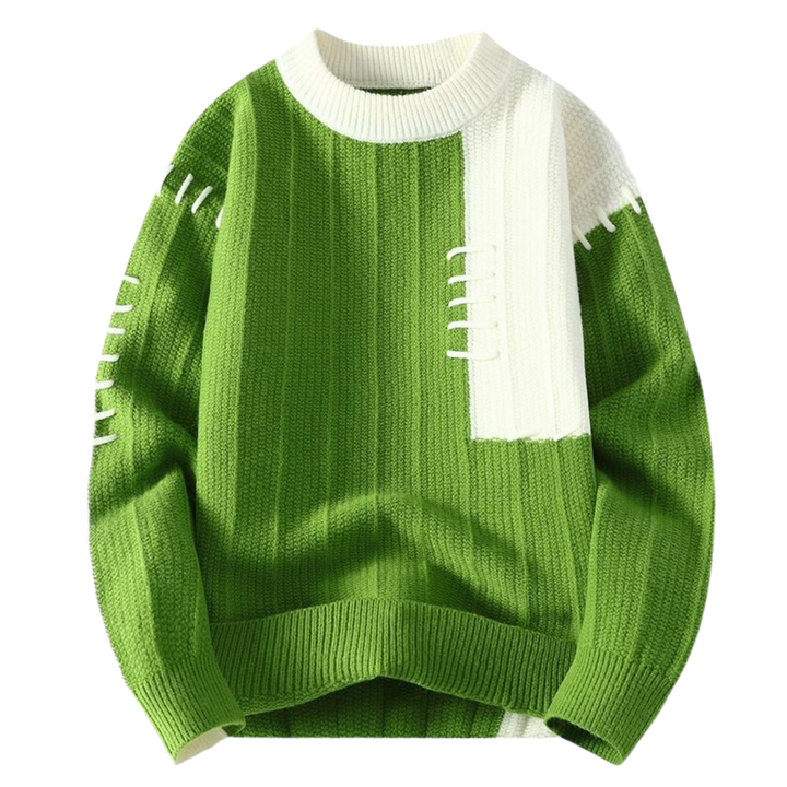 Sweater with Sewing Accents in Two Colors