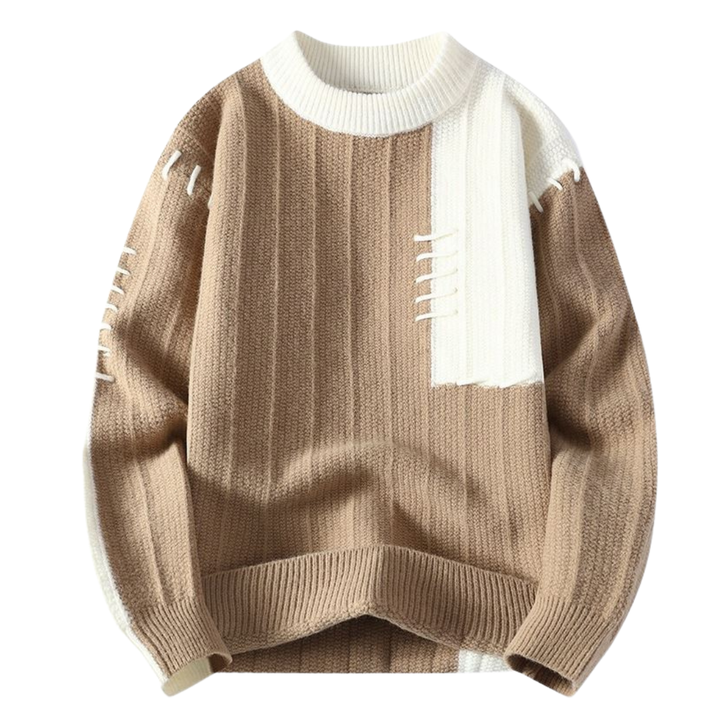 Sweater with Sewing Accents in Two Colors