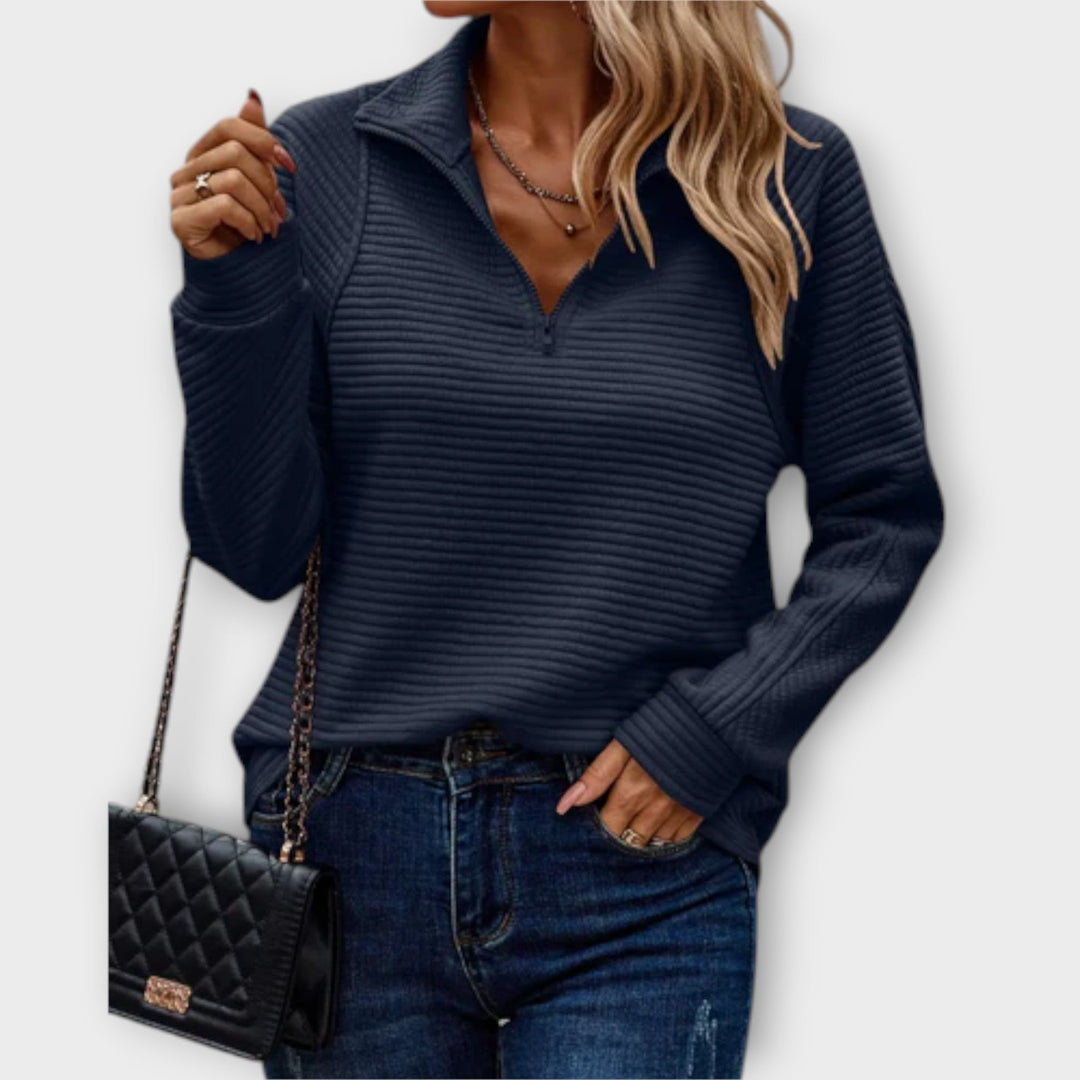 Sweater with Polo Zip