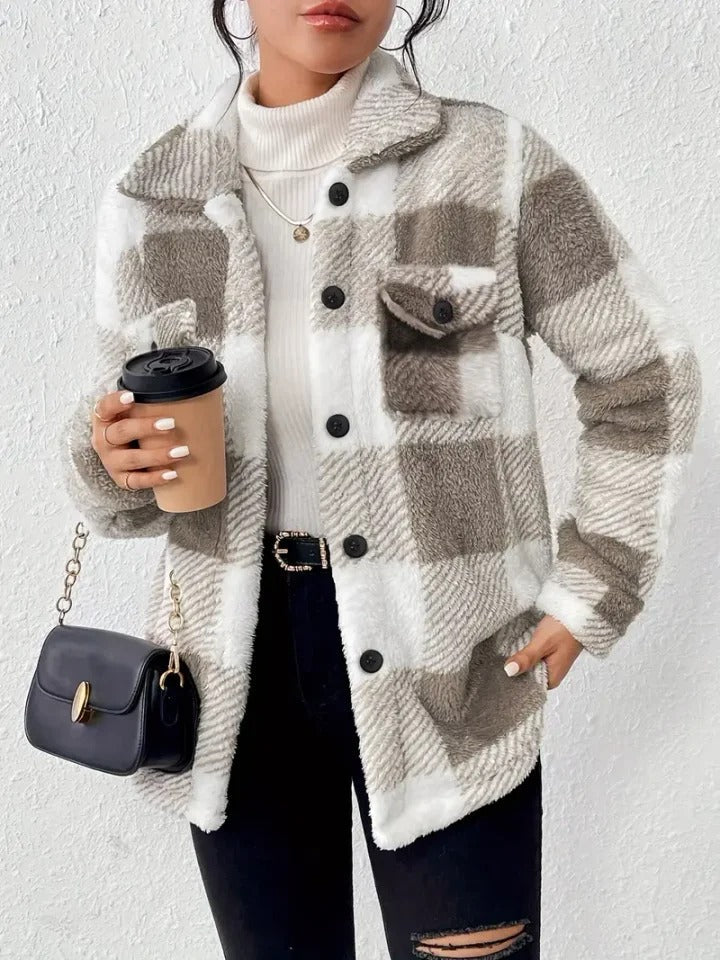 Mila | Soft Plaid Fleece Jacket