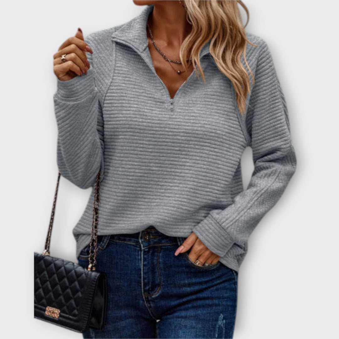 Sweater with Polo Zip