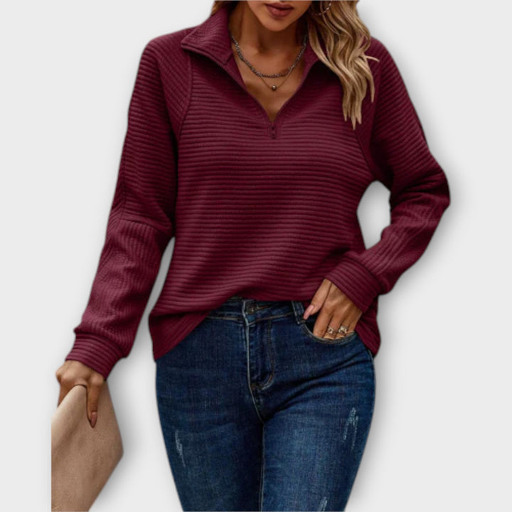 Sweater with Polo Zip
