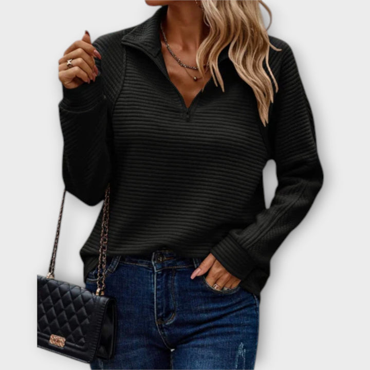 Sweater with Polo Zip